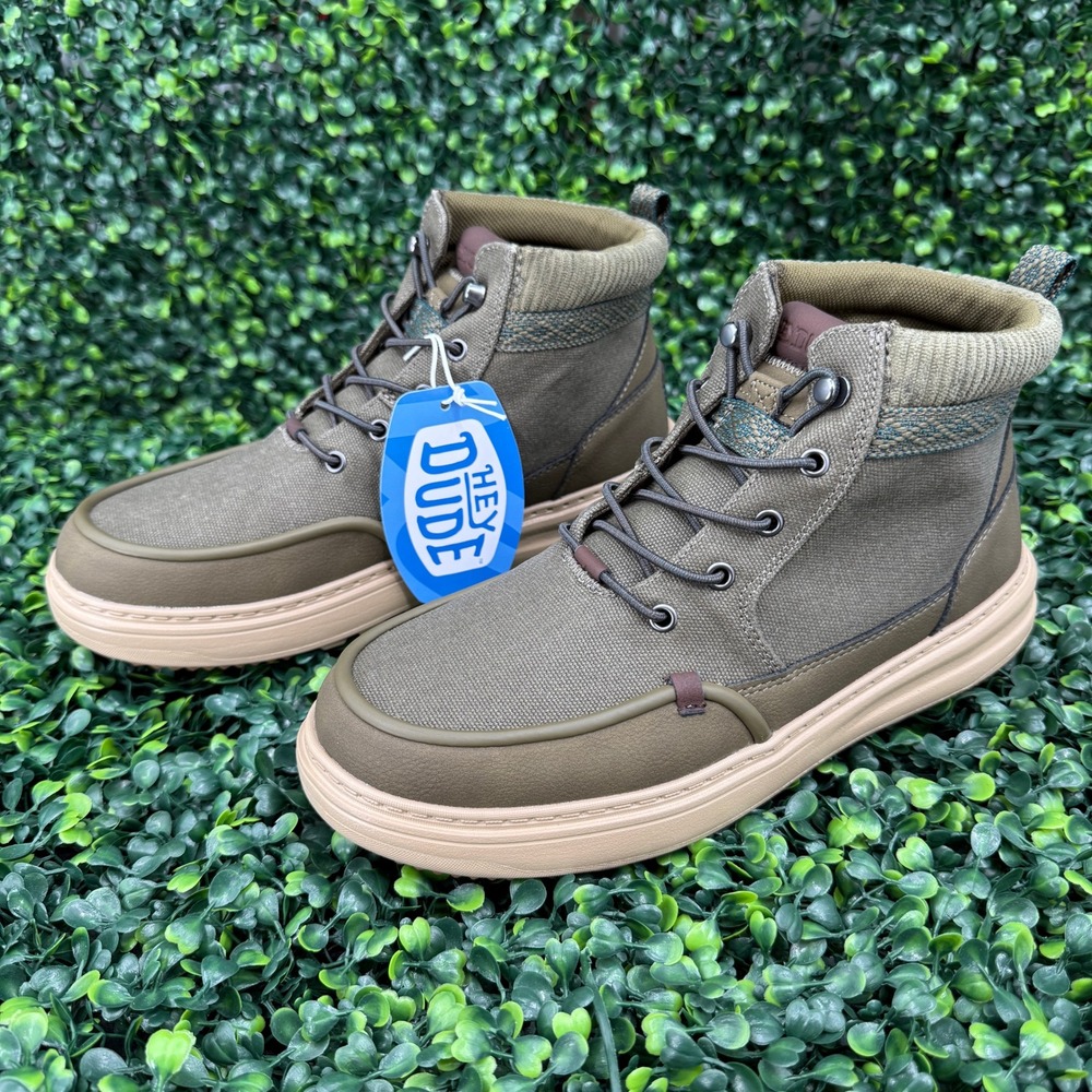 Hey Dude Remi Field Womens Boot 9 Waxed Canvas Dark Olive Green Ankle Boots
